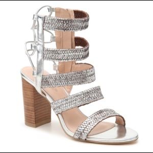 Charles David Ella Silver Strappy Wedge Sandal